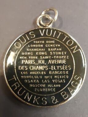 LV Silver Circle Medallion Trunks & Bags Charm Pendant